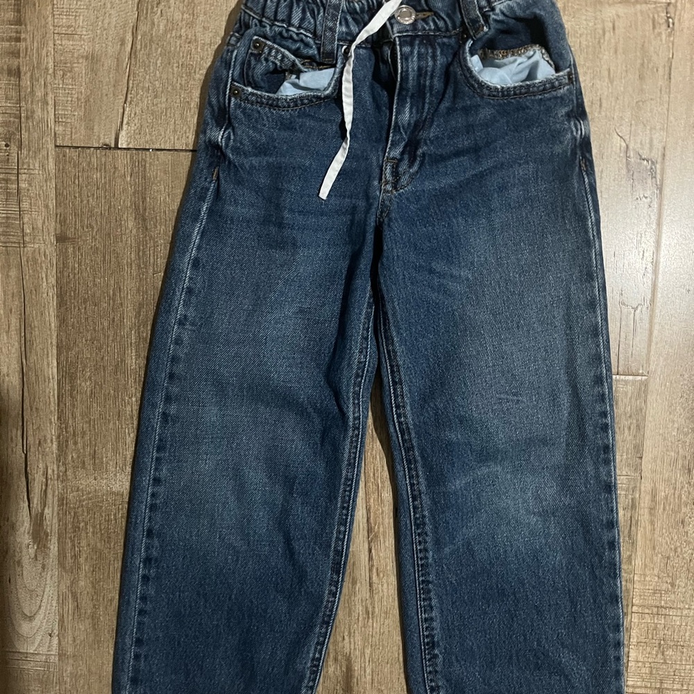 Zara Kids Dark Blue Jeans with White Drawstring